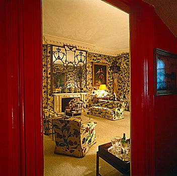 框架,红色,门廊,客厅,房子,伦敦,装饰,签名