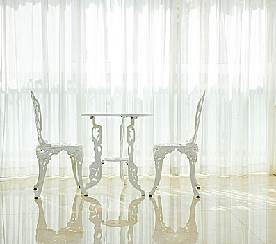 现代,室内,白色,桌子,椅子