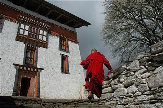 僧侣,宗派寺院,不丹,喜马拉雅山