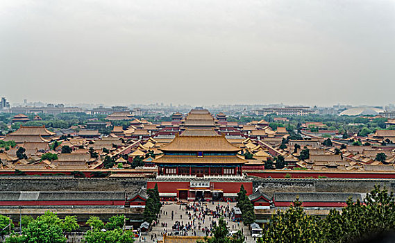 北京景山公园故宫全景