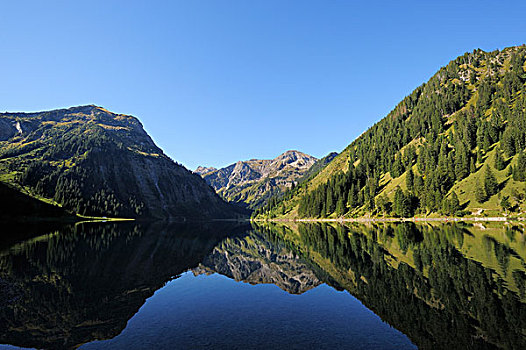 湖,山峦,提洛尔,奥地利,欧洲