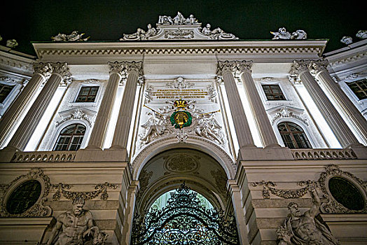 奥地利,维也纳,霍夫堡,宫殿,户外,晚间
