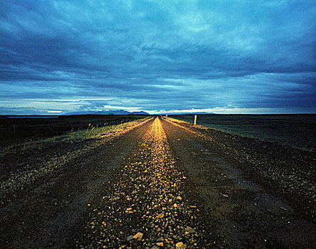 低,角度,风景,无限,道路,日出,冰岛