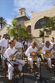 音乐人,传统服装,节日,大加那利岛,加纳利群岛,西班牙