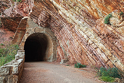 老,隧道,入口,红岩