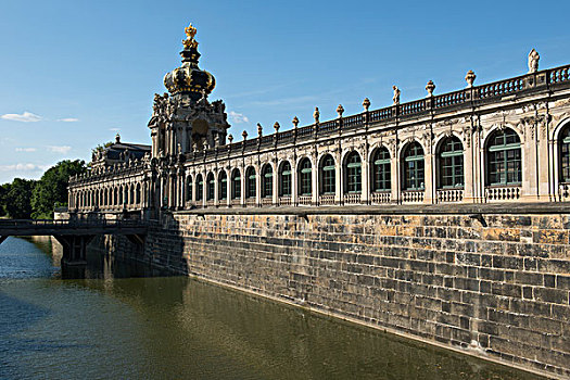 墙壁,茨温格尔宫,公园,皇冠,大门,围绕,德累斯顿,德国,欧洲