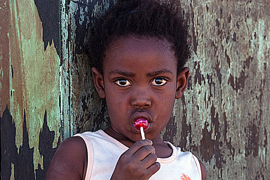 女孩,舔,红色,棒棒糖,头像,靠近,纳米比亚,非洲
