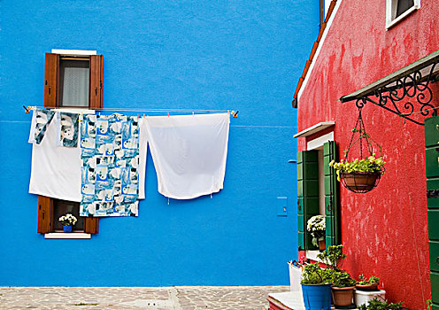 布拉诺岛,意大利,彩色,城市,家