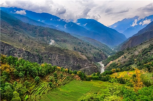 热带,山景,地点,尼泊尔