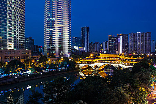 成都夜景,安顺廊桥