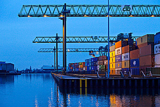 集装箱码头,多特蒙德,港口,地区,北莱茵威斯特伐利亚,德国,欧洲