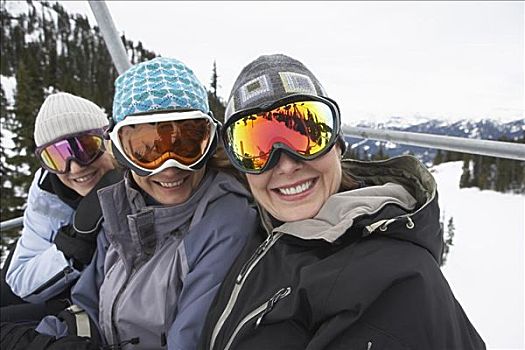 女人,滑雪缆车,加拿大