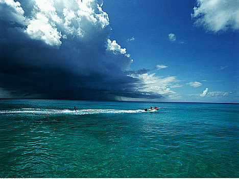 滑水,加勒比海,海洋,巴巴多斯