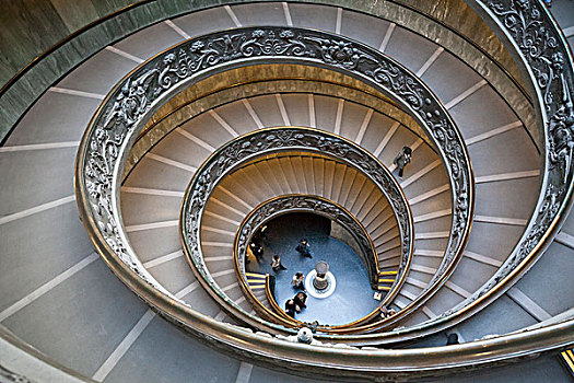 螺旋楼梯,地面,梵蒂冈,博物馆,罗马,拉齐奥,意大利,欧洲