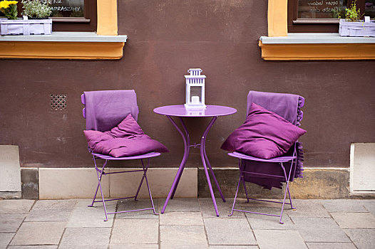 老,灯,紫色,垫子,椅子,旅游,老城,华沙,波兰