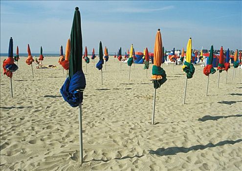 海滩,多维耶,伞