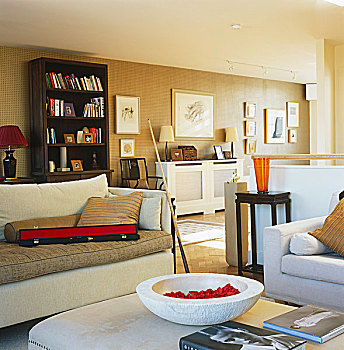 现代,客厅,时髦,休息区,传统,木地板