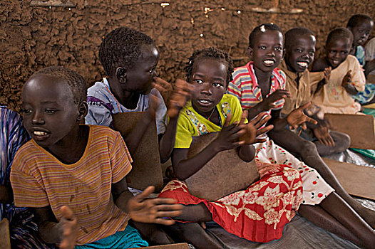 孩子,社交,小学,打开,白天,乡村,许多,学校,战争,不安全,南,苏丹,十二月,2008年