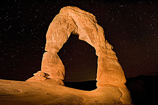 自然,砂岩,拱形,荒芜,夜晚,星球,天空,纤拱,拱门国家公园,犹他,美国