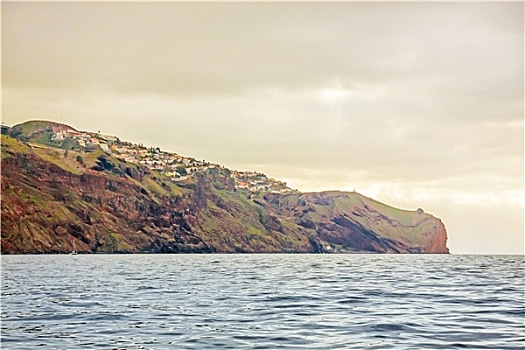 悬崖,海岸,城镇,马德拉岛