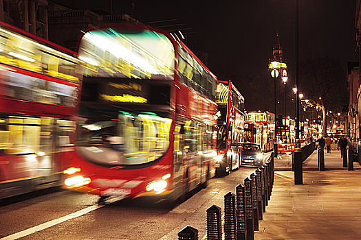 英格兰,伦敦,威斯敏斯特,双层巴士,红色,巴士,旅行,城市,夜晚,大本钟,背景