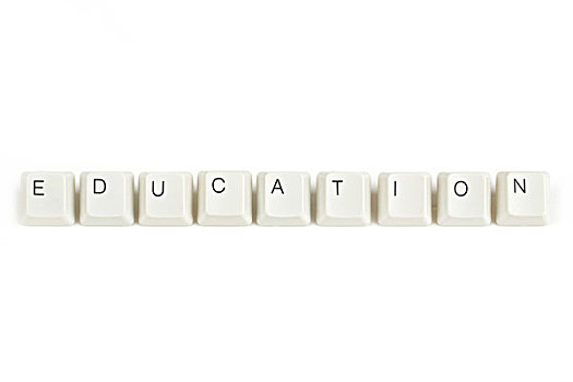 教育,散开,键盘按键,白色背景