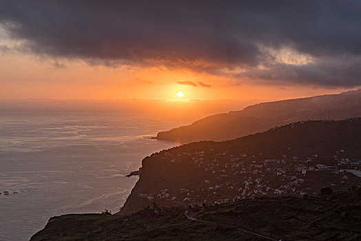 乡村,背景,日落,马德拉岛,区域,葡萄牙