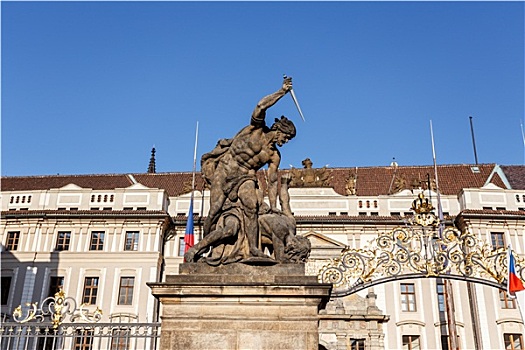 风景,雕塑,后面,布拉格城堡