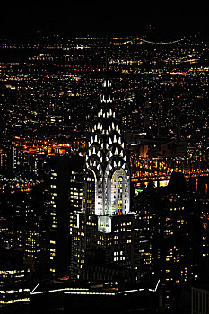 克莱斯勒大厦,风景,帝国大厦,夜晚,曼哈顿,纽约,美国,北美