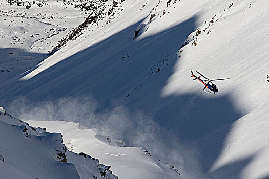 直升飞机,雪山,新西兰