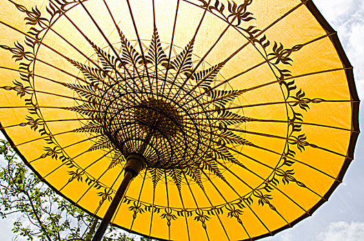 黄色,遮阳伞,东方,图案