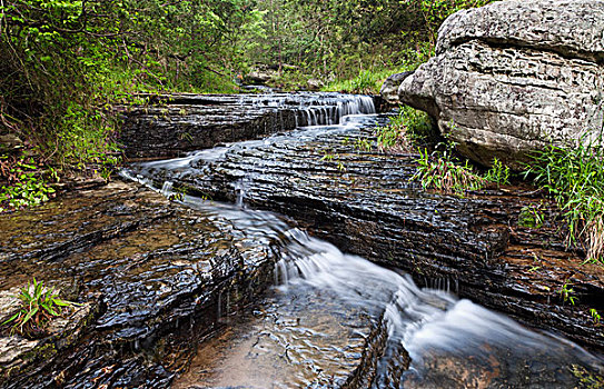 河流,层叠,上方,石头,阿肯色州,美国