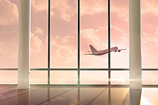 飞机,飞,过去,窗户,日出