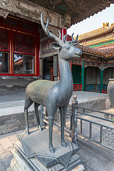 北京故宫储秀宫前铜鹿