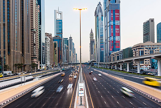 交通,道路,天际线,市区,迪拜