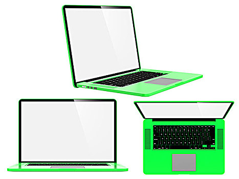 绿色,现代,笔记本电脑