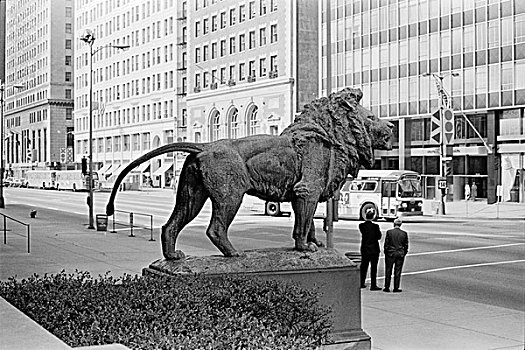 狮子,雕塑,街景,芝加哥,伊利诺斯,美国