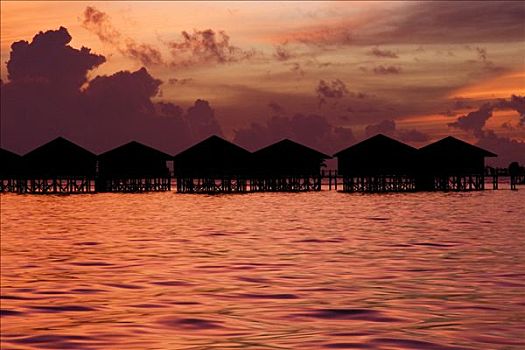 马来西亚,麻布岛,日落,上方,水,水乡