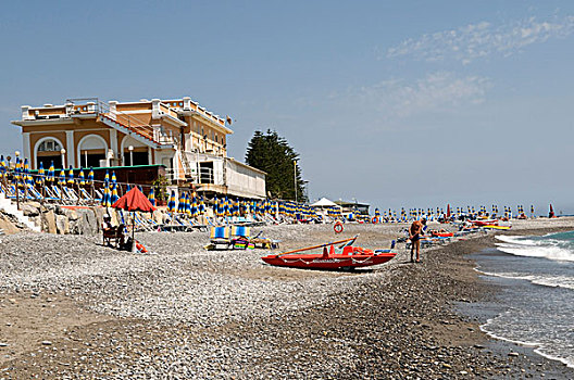 鹅卵石,海滩,里维埃拉,利古里亚,意大利,欧洲