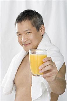 男人,橙汁