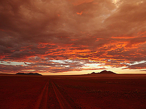日落,荒芜,纳米比亚