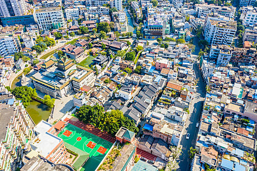 航拍广州西关永庆坊旅游区,广州恩宁路历史街区,荔枝湾涌景点