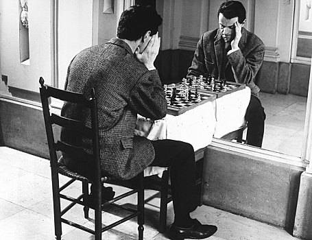 男人,下棋,反射,20世纪50年代,精准,地点,未知,法国,欧洲