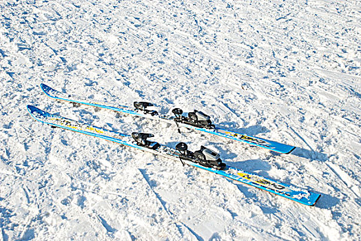 雪地上滑雪板特写
