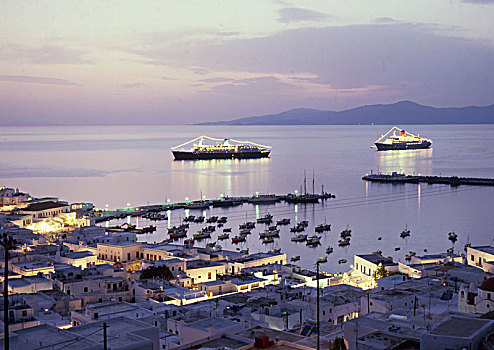 希腊,基克拉迪群岛,米克诺斯岛,游船