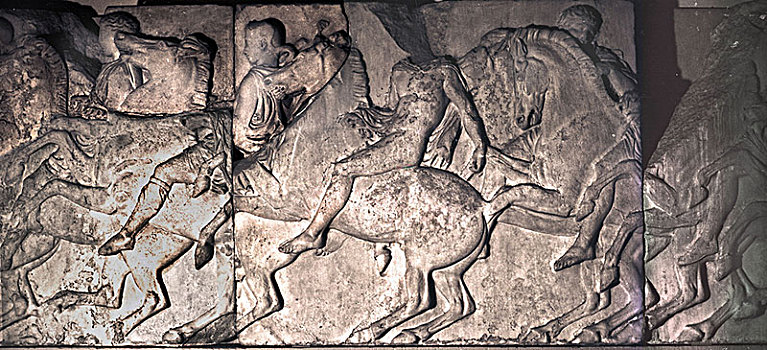 骑手,驰骋,马,北方,檐壁,帕台农神庙