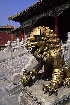中国,北京,故宫,青铜,狮子