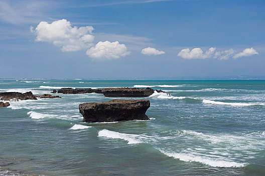 石头,海浪,海滩,巴厘岛,印度尼西亚,亚洲
