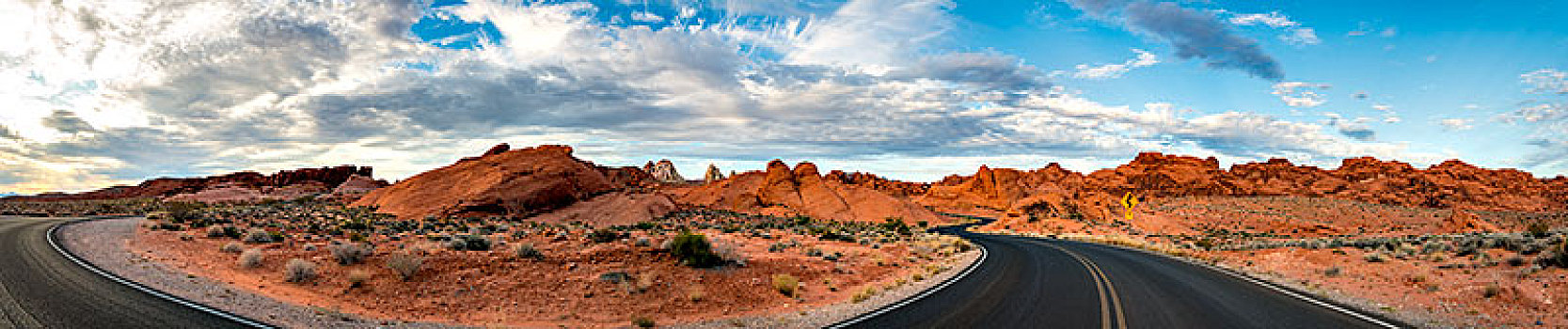 道路,红色,沙岩构造,山谷,莫哈维沙漠,内华达,美国,北美