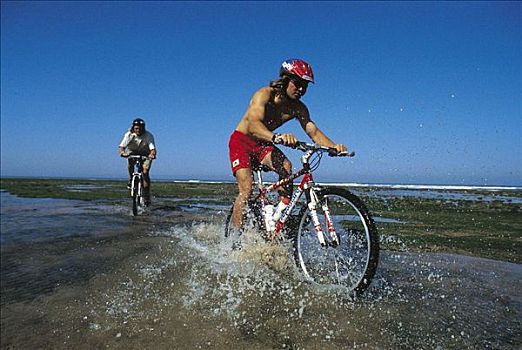 山地车,骑自行车,骑,水,骑车,自行车,移动,动感,探险,假日